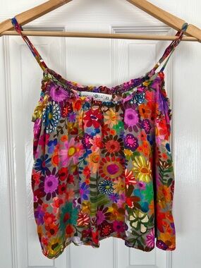 Natural Life Floral Cami Tank Top Multicolor Boho Cottagecore XS